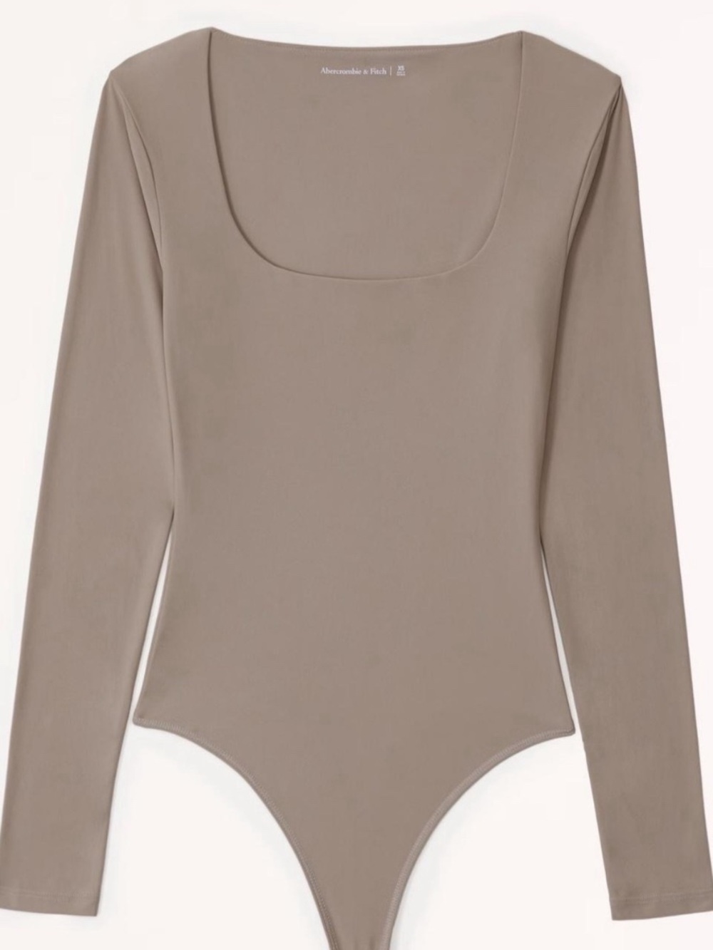 Abercrombie & Fitch Taupe Square Neck Long Sleeve Bodysuit